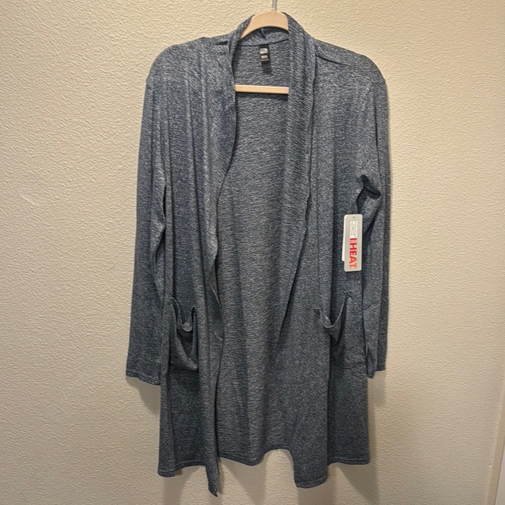 Gray Open Front Cardigan